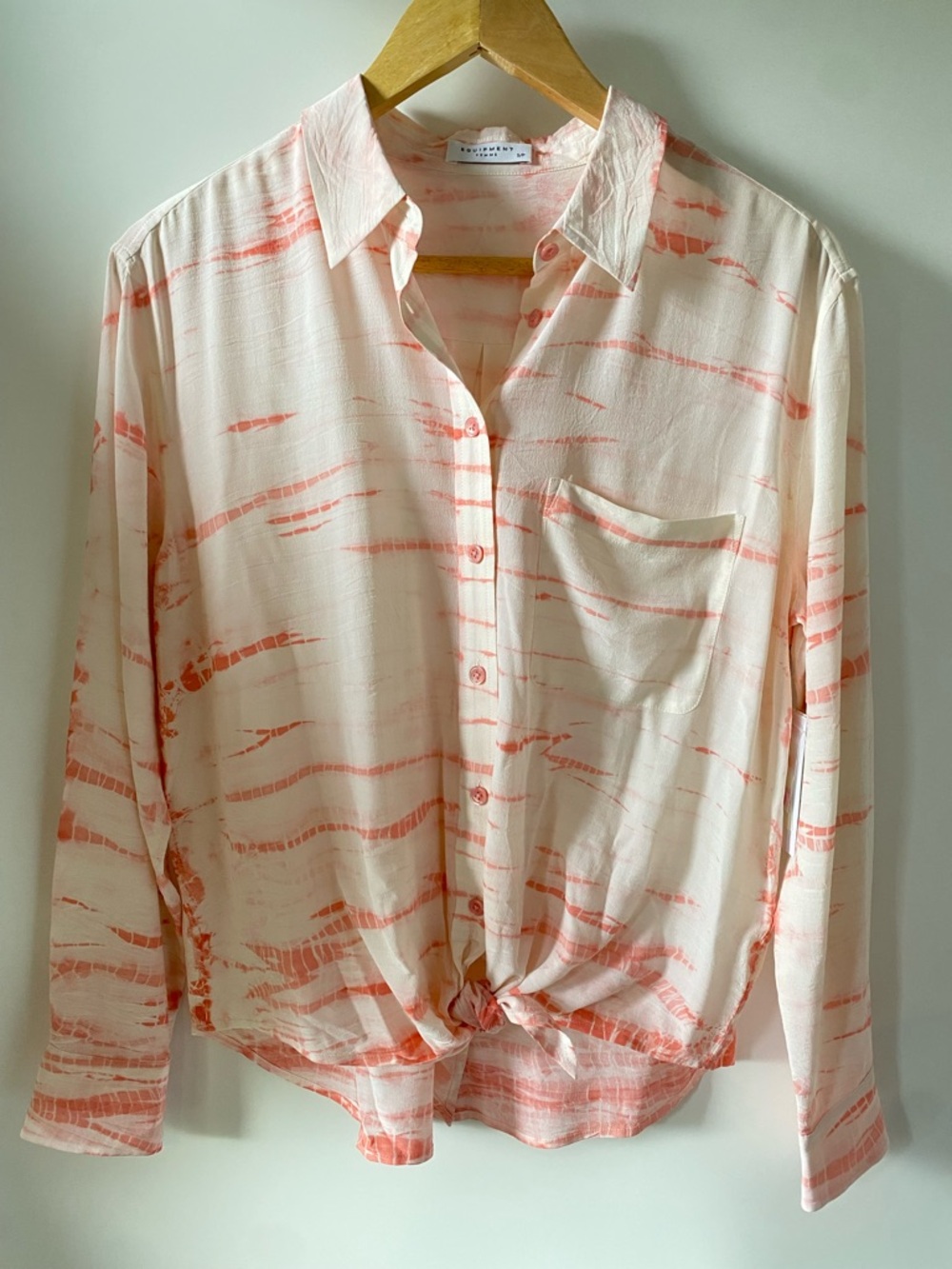 Equipment Silk Tie Front Blouse Desert Rose Abstract Print Size S NWT $298